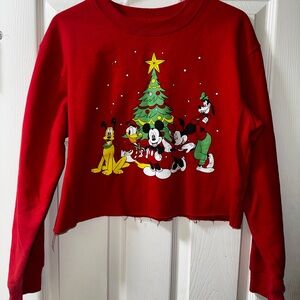 Disney Red Holiday Sweatshirt with Characters